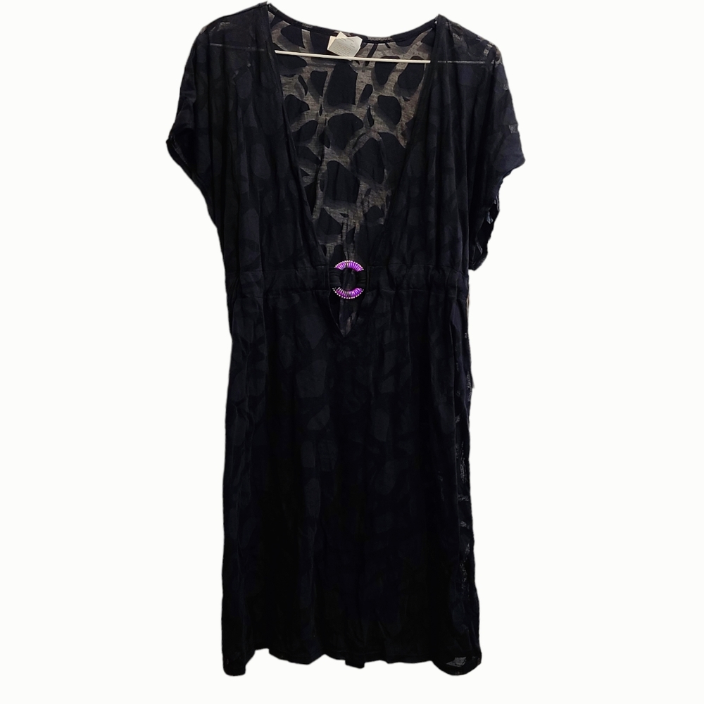 Perry Ellis Swim Coverup Tunic Caftan V-Neck Sheer